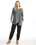Jess & Jane Women's Mineral Washed Faux Wrap Top M122 (2X, Charcoal)