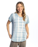 Jess & Jane V Neckline Short Sleeve Top M91 | X-Large, Linear