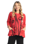 Jess & Jane Women's Coloring Mineral Washed Patch Pocket Cotton Tunic | 2X, Staccato Scarlet Red