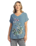 Jess & Jane Mineral Washed Gauze Short Sleeve Top - M104 | Large, Reina Riviera