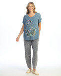 Jess & Jane Mineral Washed Gauze Short Sleeve Top - M104 | Large, Reina Riviera