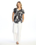 Jess & Jane Pop Art Dolman Cap Sleeve Top - 60-1512 | 2X, Canvas