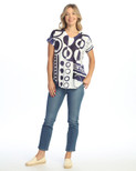 Jess & Jane Pop Art Dolman Cap Sleeve Top - 60-1512 | Large, Dottie