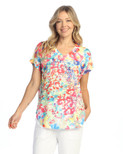 Jess & Jane Pop Art Dolman Cap Sleeve Top - 60-1512 | 2X, Meadows