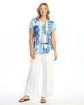 Jess & Jane Pop Art Dolman Cap Sleeve Top - 60-1512 |X-Large, Ocean Blue