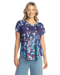 Jess & Jane Pop Art Dolman Cap Sleeve Top - 60-1512 | 2X, Bahama