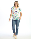 Jess & Jane Pop Art Dolman Cap Sleeve Top - 60-1512 | X-Large, Splash