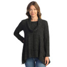 Jess & Jane Solid Soft-Brushed Hacci Cowl Neckline Tunic - VP3 | 2X, Black