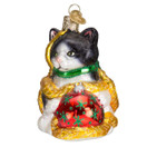 Old World Christmas Ornaments: Holiday Kitten Glass Blown Ornaments for Christmas Tree | 12223