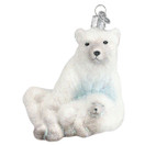 Old World Christmas Polar Bear with Cub Glass Blown Ornament for Christmas Tree