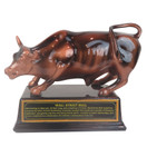 Official Licensed Bronze Wall Street Bull Stock Market NYC Resin Figurine Statue with Base (Large 6.5in)