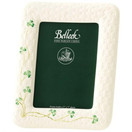 Belleek Shamrock 5x7 Wedding Picture Frame - Fine Parian China White Photo Frame - Handcrafted Irish Decor