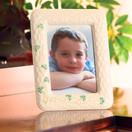 Belleek Shamrock 5x7 Wedding Picture Frame - Fine Parian China White Photo Frame - Handcrafted Irish Decor