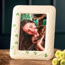 Belleek Shamrock 5x7 Wedding Picture Frame - Fine Parian China White Photo Frame - Handcrafted Irish Decor