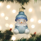 Old World Christmas Snow Baby BOY Ornament, Cheerful White