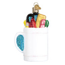 Old World Christmas 32318 Gifts Glass Blown Ornaments, Best Teacher Mug 3.75 X 2.25 X 1.75