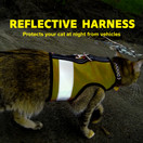 Reflective Cat Harness - High-Visibility Cat Vest for Day & Night | Secure, Breathable and Washable Cotton | Ideal for Walking & Traveling - Sunshine Yellow, S to M
