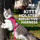 Reflective Cat Harness - High-Visibility Cat Vest for Day & Night | Secure, Breathable and Washable Cotton | Ideal for Walking & Traveling - Flamingo Pink, XS