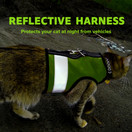 Reflective Cat Harness - High-Visibility Cat Vest for Day & Night | Secure, Breathable and Washable Cotton | Ideal for Walking & Traveling - Loud Lime, S to M