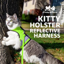 Reflective Cat Harness - High-Visibility Cat Vest for Day & Night | Secure, Breathable and Washable Cotton | Ideal for Walking & Traveling - Loud Lime, S to M