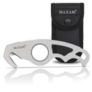 Maxam Gut Hook & Sheath - Hunting Knife for Gutting & Skinning Deer, Elk, Hogs, Cutting Fishing Lines, Lift Hot Grates - Stainless Steel Blade w/ Pouch - Outdoor Survival Gear for Hunters - 5-inch