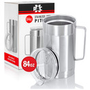 84-Ounce (2.5L) Sweat-Free Beverage/Water Pitcher with Lid, Stainless Steel, Vacuum Insulated, Keeps Drinks Cold For Hours