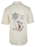 Weekender® Men's Polly's Drink Parrot Embroidered Shirt (Ivory)