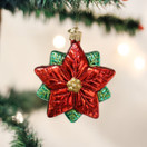 Old World 22028 Christmas Ornaments: Poinsettia Star Glass Blown Ornaments for Christmas Tree, Poinsettia Star