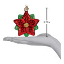 Old World 22028 Christmas Ornaments: Poinsettia Star Glass Blown Ornaments for Christmas Tree, Poinsettia Star