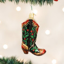 Old World Christmas Ornaments: Cowboy Pioneer Collection Glass Blown Ornaments for Christmas Tree, Holly Berry Cowboy Boot