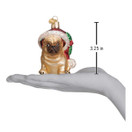 Old World Christmas Ornaments: Holly Hat Pug Glass Blown Ornaments for Christmas Tree (12430)