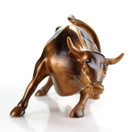Bronze Wall Street Bull Stock Market NYC Figurine Statue .