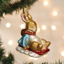 Old World Christmas Peter Rabbit On Sled Glass Blown Ornament for Christmas Tree