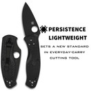 Spyderco Persistence Lightweight Pocket Knife - Durable Black Oxide Blade w/ Bi-Directional Textured FRN Handle - Everyday Carry Folding Knife for Tactical End Users