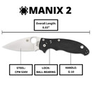Spyderco Manix 2 Signature Knife with 3.37" CPM S30V Steel Blade and Durable Black G-10 Handle - PlainEdge | C101GP2