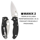 Spyderco Manix 2 Signature Knife with 3.37" CPM S30V Steel Blade and Durable Black G-10 Handle - PlainEdge | C101GP2