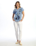 Jess & Jane V Neckline Short Sleeve Top M91 - Lily Cornflower