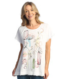 Jess & Jane Raglan Short-Sleeve Gauze Top - M115 (Provence White)