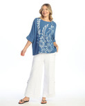 Jess & Jane Mineral Washed Crinkle Cotton Gauze Top - M97 (Napoli Indigo)