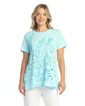 Jess & Jane Print Layered Short Sleeve Top - M82 (Napoli Tiffany)