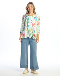 Jess & Jane Burnout Tunic with Mesh Contrast (Lemonade)
