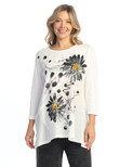 Jess & Jane Mineral Washed Tunic with Linen Contrast (Retro White)