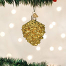 Old World Christmas Ornaments Small Gold Pine Cone Glass Blown Ornaments for Christmas Tree