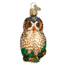 Old World Christmas Glass Blown Ornaments for Christmas Tree Spotted Owl, Brown/Tan/Green
