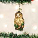 Old World Christmas Glass Blown Ornaments for Christmas Tree Spotted Owl, Brown/Tan/Green