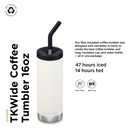 Klean Kanteen TKWide Insulated Coffee Tumbler with Cafe Cap - Stainless Steel Water Bottle & Thermal Tumbler - Tofu, 16 oz