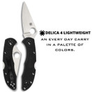 Spyderco Delica 4 Lightweight 7.15" Signature Folding Knife with 2.90" Flat-Ground Steel Blade and High-Strength FRN Handle - PlainEdge Grind