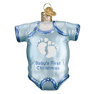 Old World Christmas Blue Baby Onesie Glass Blown Ornament for Christmas Tree