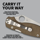 Spyderco Para Military 2 Signature Knife with 3.47" CPM Cru-Wear Steel Blade and Premium Micarta Handle - PlainEdge - C81MPCW2