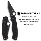 Spyderco Para Military 2 Signature Knife with 3.42" CPM S45VN Steel Blade & Black G-10 Handle, PlainEdge - C81GPBK2
